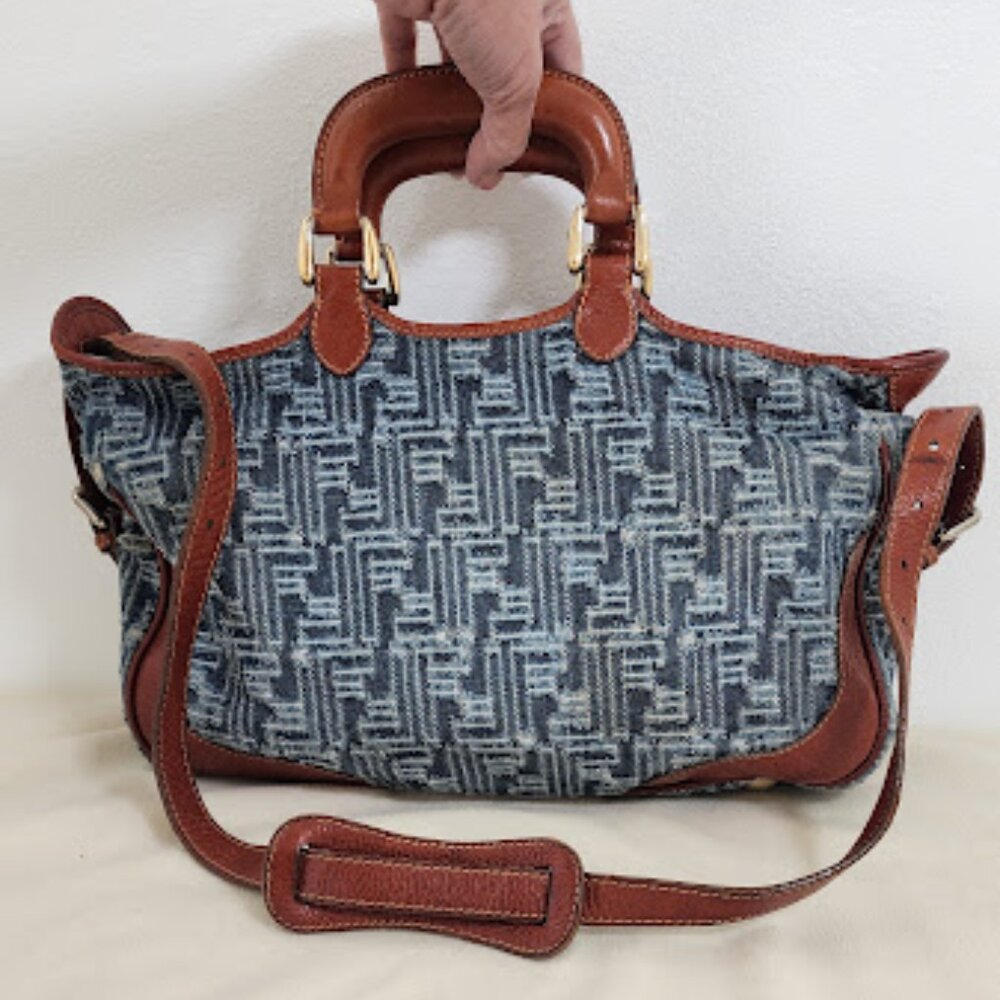 Fendi Denim Zucca 2 way. Needs Light cleaning on exterior & interior.